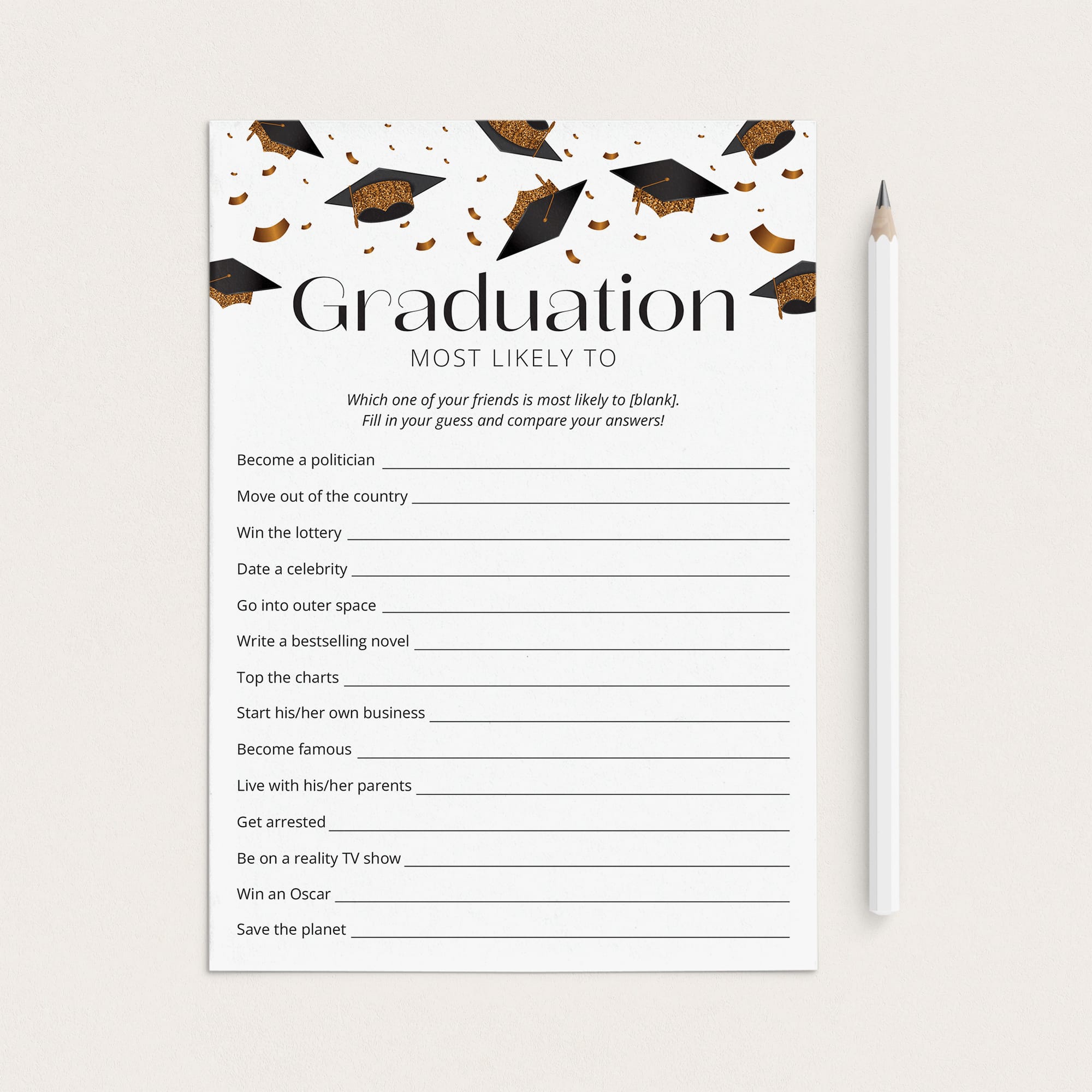 Most Likely To Grad Party Game Printable by LittleSizzle