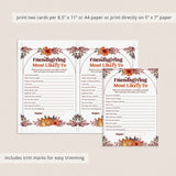 Friendsgiving Most Likely To Game Printable