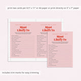 Galentines Game Whos Most Likely Printable Retro Pink and Red