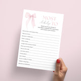 Coquette Party Game Most Likely To Printable