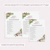 Fun Wine Theme Group Game Printable Most Likely To