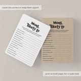 Printable Most Likely To Questions for Work