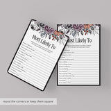 Floral Halloween Hen Party Game Most Likely To Printable