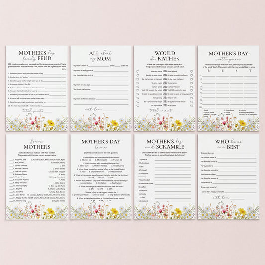 Printable Mothers Day Game Bundle with Wildflowers by LittleSizzle