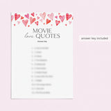 Movie Love Quotes Game Printable Watercolor Hearts