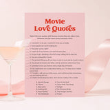 Movie Love Quotes Game for Bridal Shower Printable Pink and Red