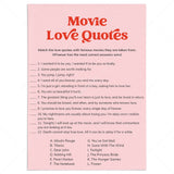 Movie Love Quotes Game for Bridal Shower Printable Pink and Red by LittleSizzle