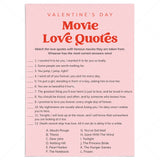 Valentine's Day Movie Love Quotes Game Printable by LittleSizzle