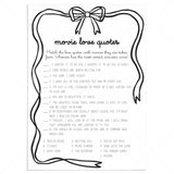 Romantic Movie Quotes Game Printable Coquette Black Bow by LittleSizzle
