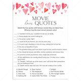 Movie Love Quotes Game Printable Watercolor Hearts by LittleSizzle
