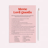 Movie Love Quotes Game for Bridal Shower Printable Pink and Red by LittleSizzle