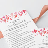 Movie Love Quotes Game Printable Watercolor Hearts