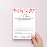 Movie Love Quotes Game Printable Watercolor Hearts
