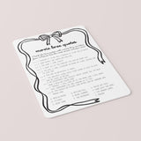 Romantic Movie Quotes Game Printable Coquette Black Bow