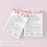 Movie Love Quotes Game Printable Watercolor Hearts