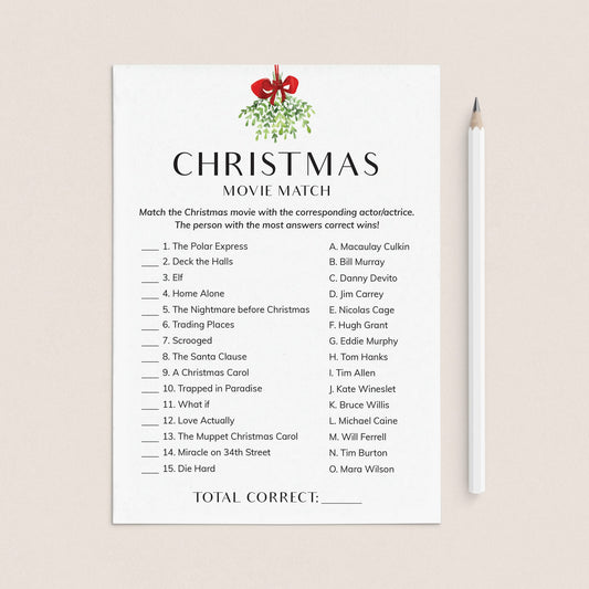 Printable Christmas Movie Match with Answers by LittleSizzle