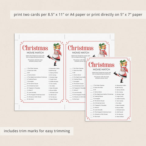 Christmas Movie Matching Game Printable | Answers Included | Digital ...