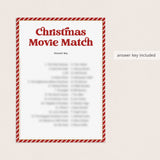 Holiday Movie Match Game with Answer Key Printable