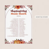 Thanksgiving Song Match Game with Answers Printable