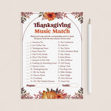 Thanksgiving Song Match Game with Answers Printable by LittleSizzle