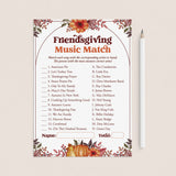 Fun Friendsgiving Game for Adults Printable Music Match with Answers by LittleSizzle