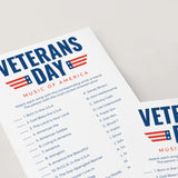 Music of America Match Up Game for Veterans Day Printable