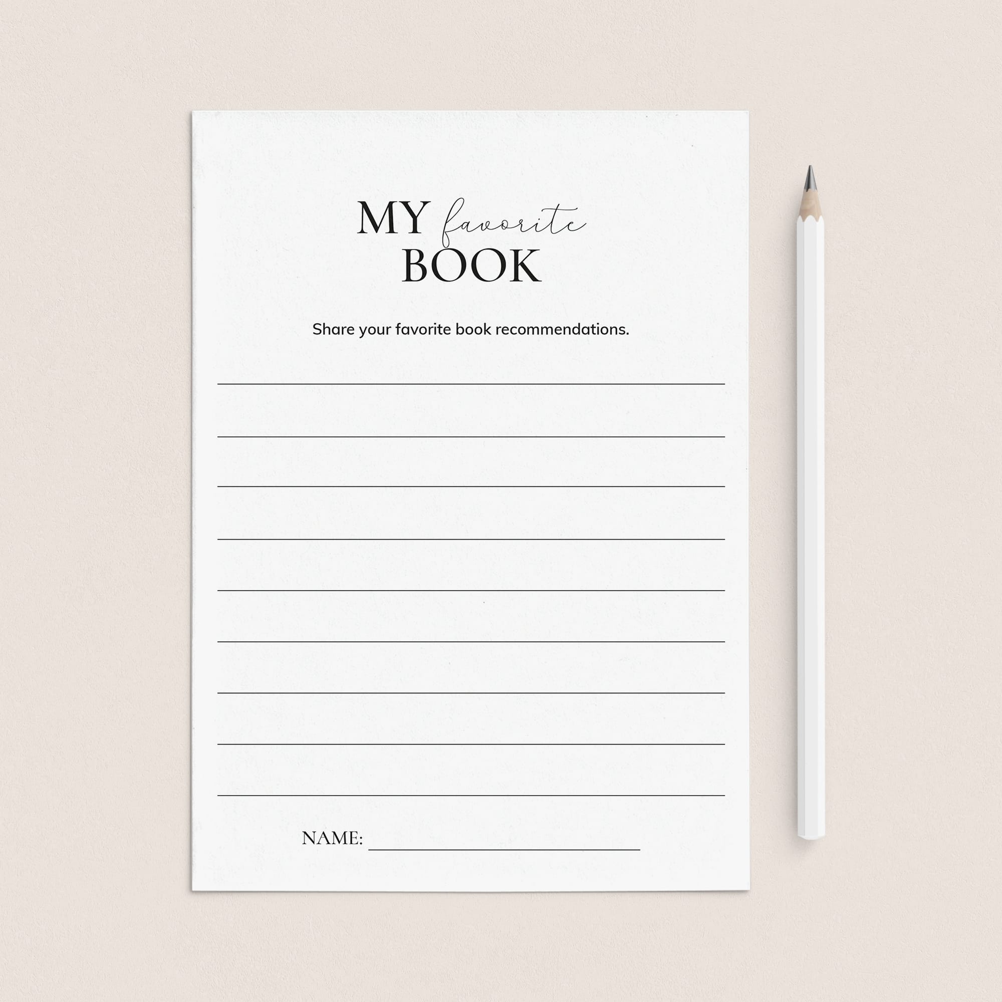 Book Club Reading List Card Printable | My Favorite Books by LittleSizzle