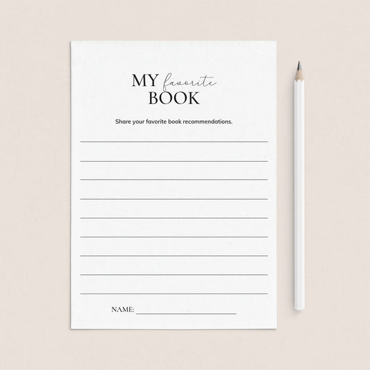 Book Club Reading List Card Printable | My Favorite Books by LittleSizzle