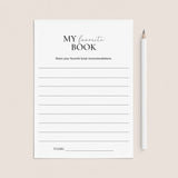 Book Club Reading List Card Printable | My Favorite Books by LittleSizzle