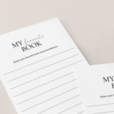 Book Club Reading List Card Printable | My Favorite Books