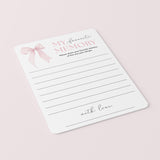 First Birthday Memory Cards Printable | Pink Bow Themed 1st Birthday Party