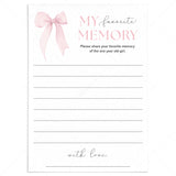First Birthday Memory Cards Printable | Pink Bow Themed 1st Birthday Party by LittleSizzle