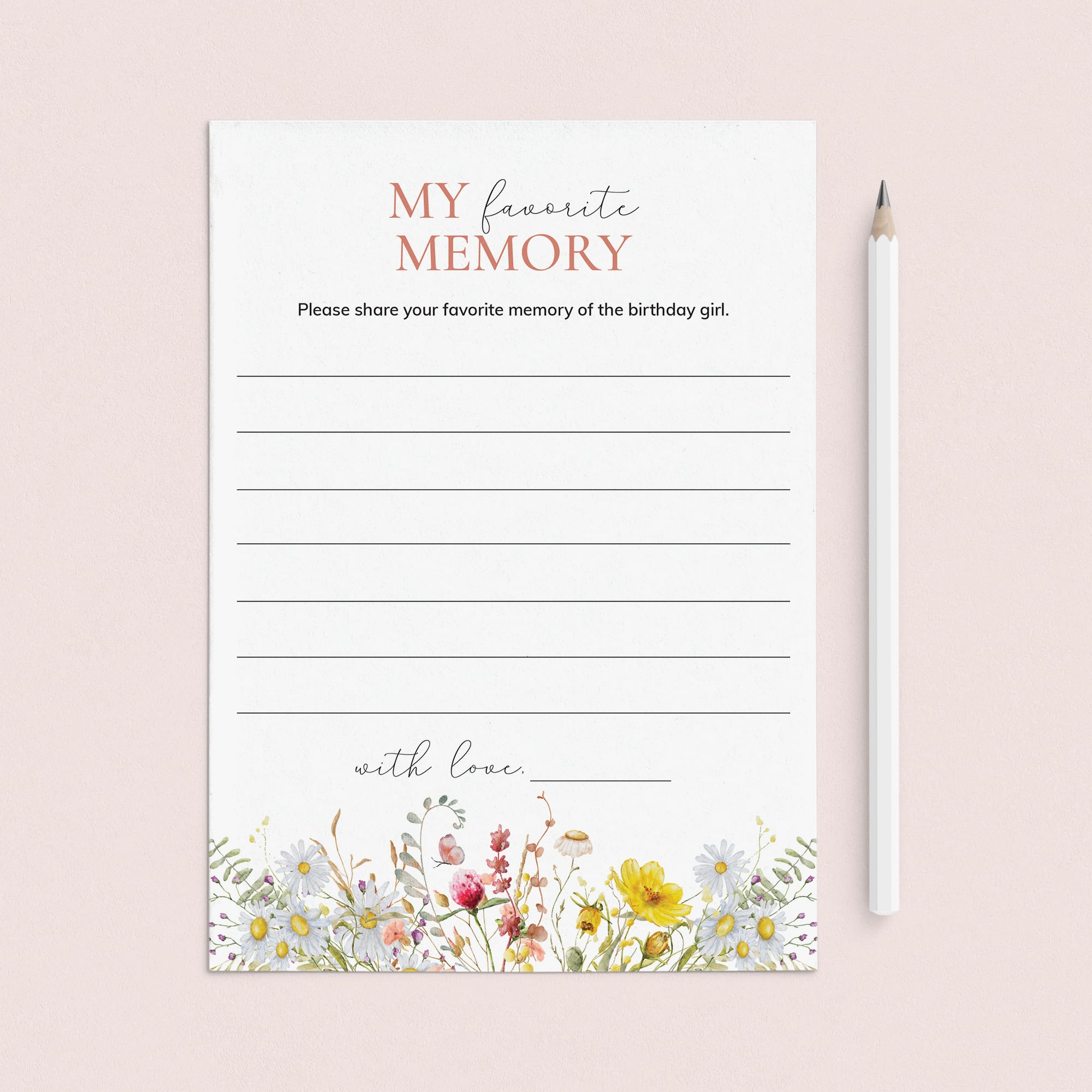 Wildflower Birthday Party Favorite Memory Cards Printable by LittleSizzle