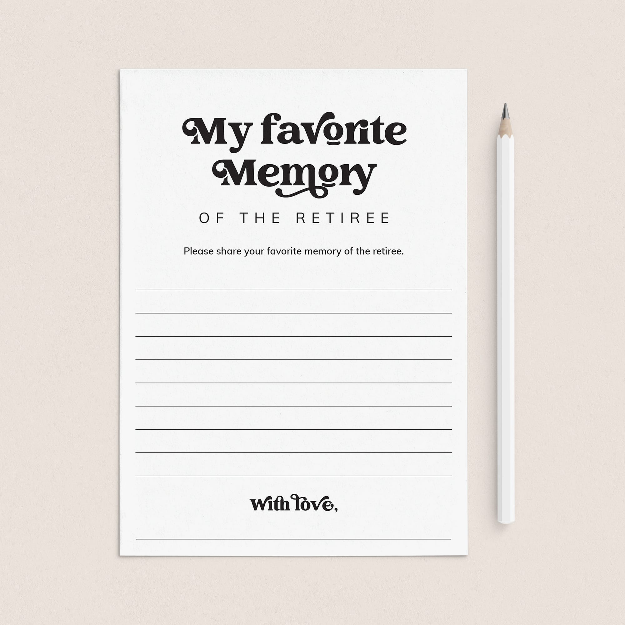 Printable My Favorite Memory Card for Retirement Party by LittleSizzle