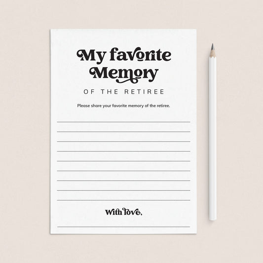 Printable My Favorite Memory Card for Retirement Party by LittleSizzle