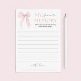 First Birthday Memory Cards Printable | Pink Bow Themed 1st Birthday Party by LittleSizzle