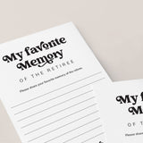 Printable My Favorite Memory Card for Retirement Party