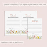 Wildflower Birthday Party Favorite Memory Cards Printable