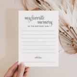 Share Your Favorite Memory Of The Birthday Girl Cards Printable