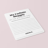 My Favorite Memory Of The Birthday Girl Printable Cards