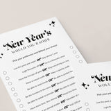 New Year's Eve Would You Rather Questions Printable