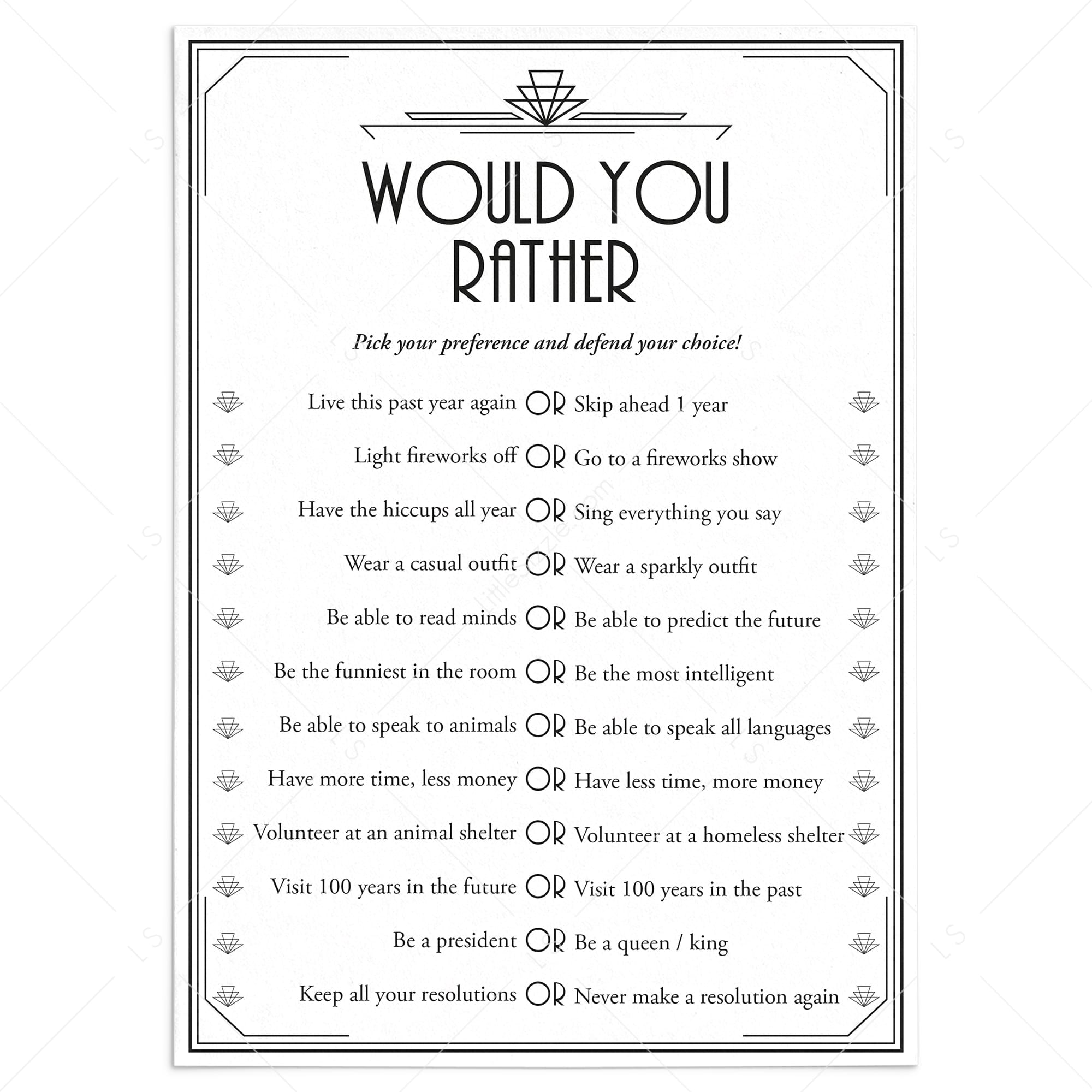 Roaring 20s New Year's Eve Party Icebreaker Questions by LittleSizzle