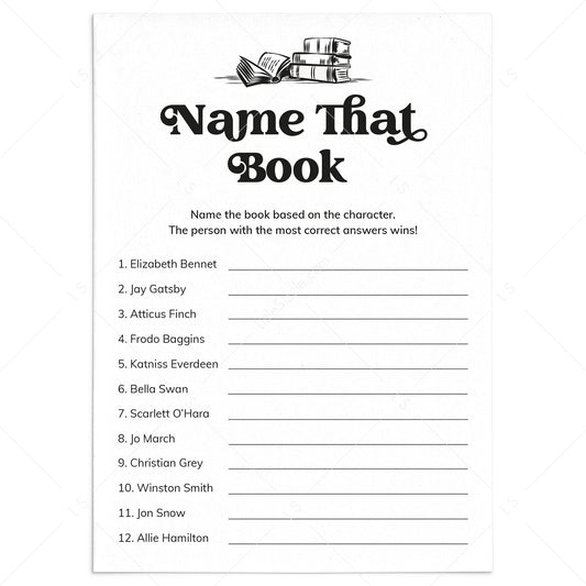 Fun Book Club Icebreaker Game Name That Book Printable by LittleSizzle