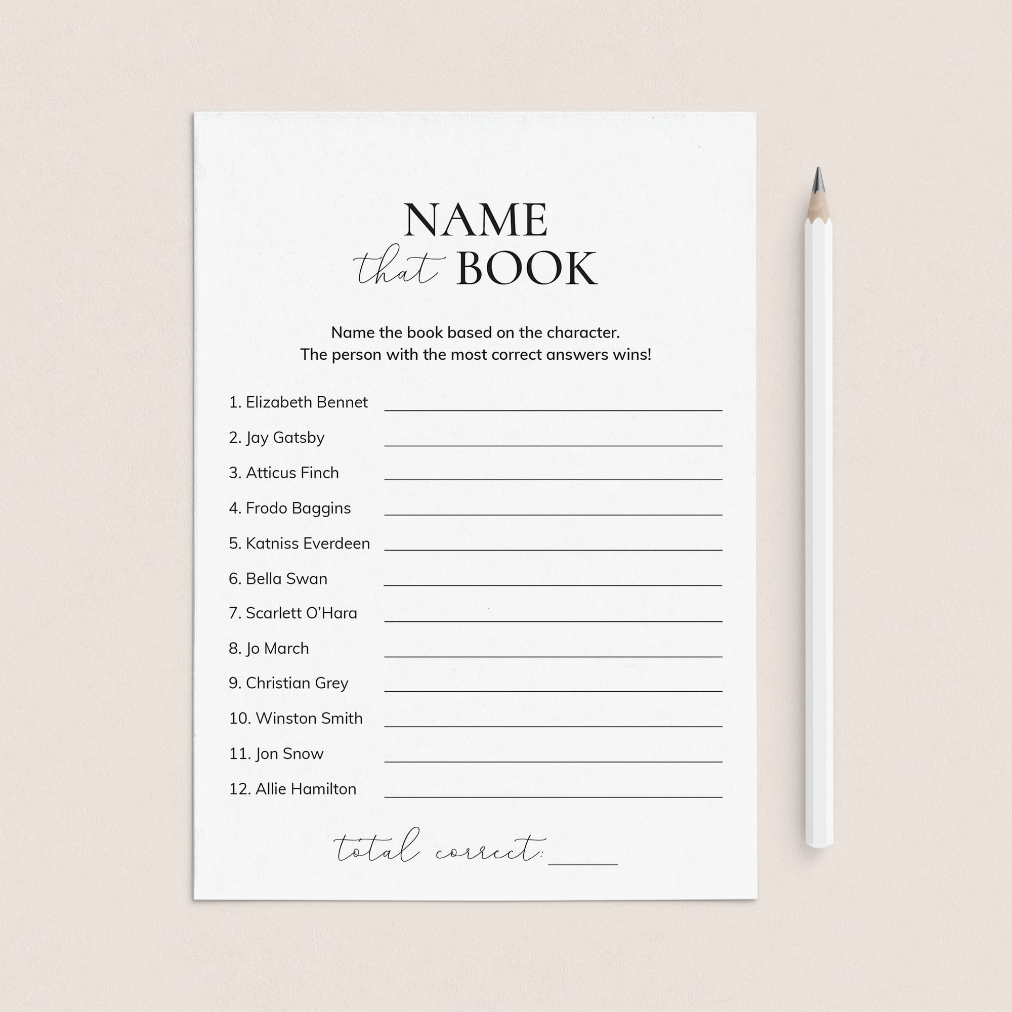 Book Club Name That Book Game with Answer Key Printable by LittleSizzle