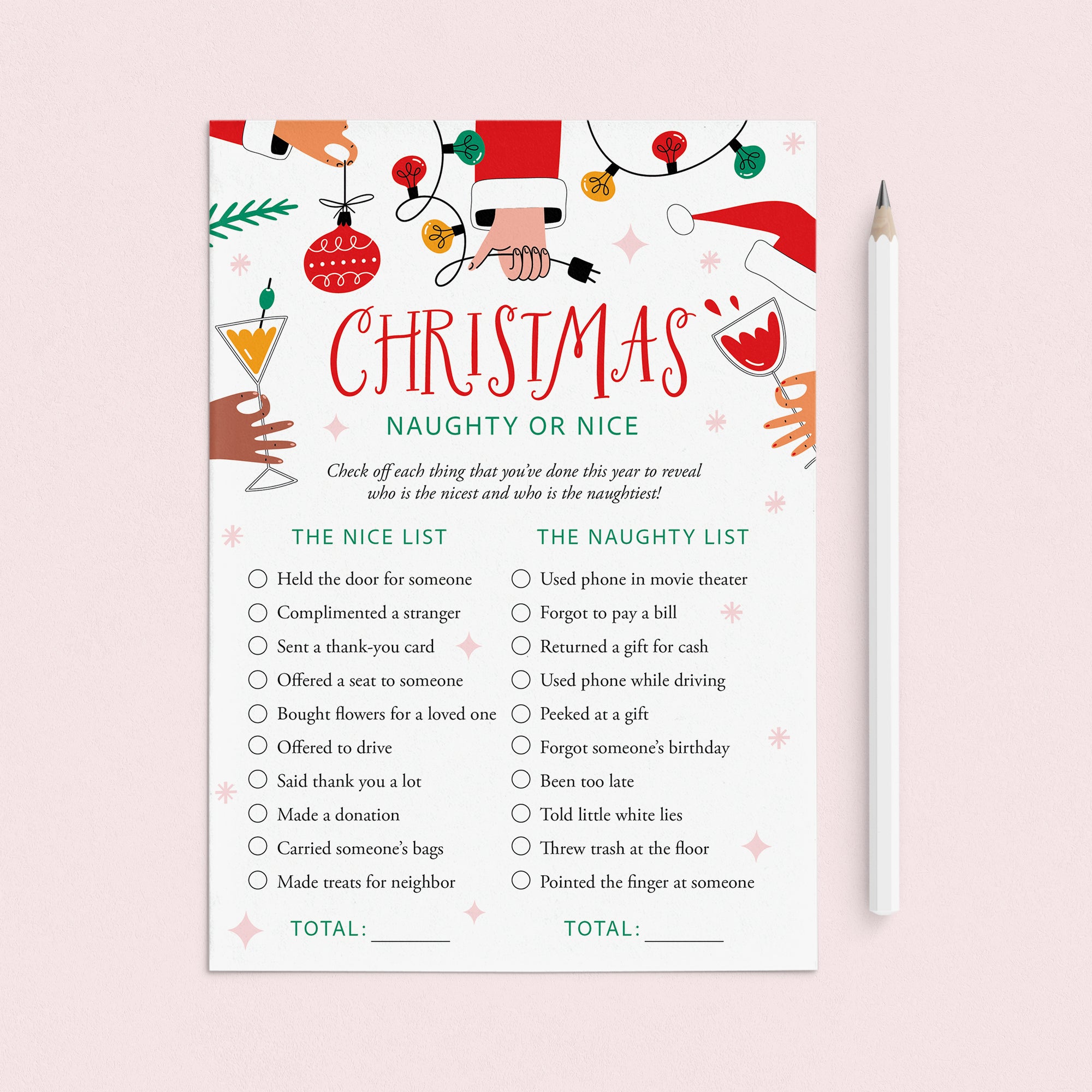 Santa's Naughty or Nice List for Adults Printable