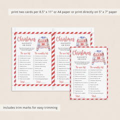 Funny Ugly Sweater Party Game Naughty or Nice Printable