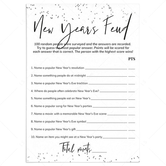 New Year's Feud with Answers Printable by LittleSizzle