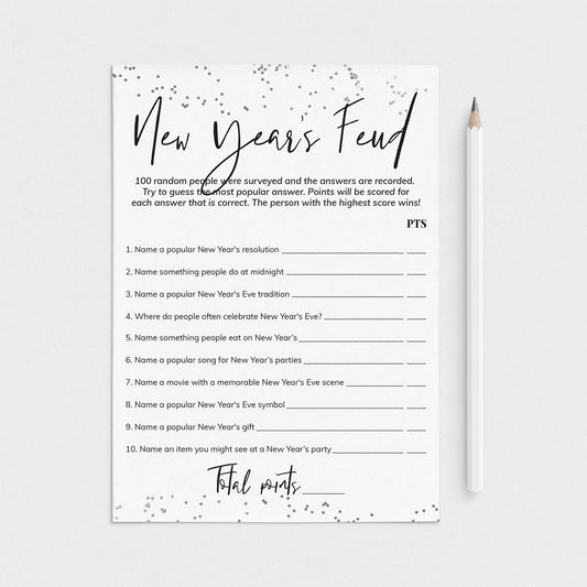 New Year's Feud with Answers Printable