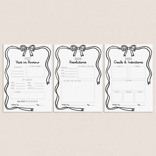 New Years Resolutions & Reflection Cards Printable by LittleSizzle