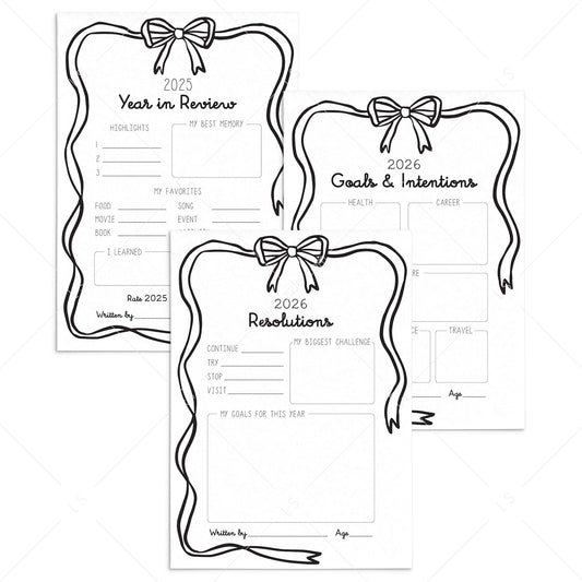 New Years Resolutions & Reflection Cards Printable by LittleSizzle